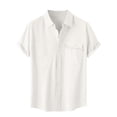 thumbnail image 1 of Besolor Mens Summer Short Sleeve Shirts Collared Button down Shirts Big and Tall Casual Solid Color Beach Shirts Tops, 1 of 6