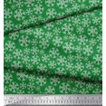 thumbnail image 3 of Soimoi Green Poly Georgette Fabric Snow Flakes Floral Printed Fabric 1 Yard 42 Inch Wide, 3 of 5