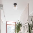 thumbnail image 3 of Harrow 1-Light Matte Black Semi-Flush Mount Ceiling Light with Gold Accent Socket and Clear Glass Shade, 3 of 8