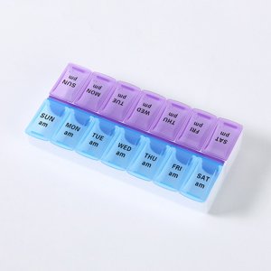 Jinsinto 7 Day Weekly Pill AM PM Organizer Large Pill Case Pill Box for Medication Vitami,1pc-14.5*7*2.5cm