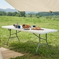 thumbnail image 3 of Costway Table Pliante Portable de 8 Pi avec Plateau en HDPE, Mécanisme de Verrouillage Sécuritaire, Poignée de Transport, Blanc, 3 of 10
