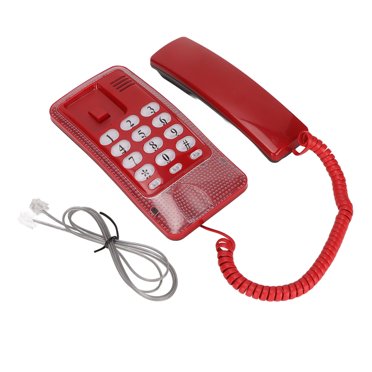 Wall Mounted Home Phone, Quick Flash Function Corded Telephone  For Hotel  For School Red