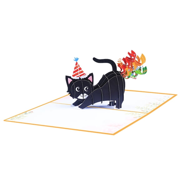 Funny Cat Birthday Card with Confetti and 3D Design - Unique Greeting Card for Cat Owners and for Celebrating Birthdays