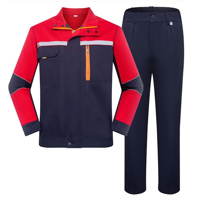 Ensemble de Travail Unisexe avec Manteau à Manches Longues et Pantalon Réfléchissant à Blocs de Couleur