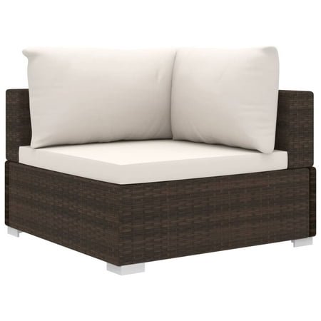 vidaXL Ensemble de Salon de Jardin 10 Pcs avec Coussins en Rotin Poly Brun