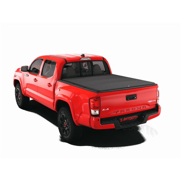 Convient 2016-2022 Toyota Tacoma Sawtooth Couverture TTA035-20 Extensible; Crochet et Boucle Enroulables Doux; Non Verrouillable; Noir Mat; Composite Textile; Extensible