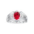 thumbnail image 1 of RYLOS Men's Rings 14K White Gold Rings Classic Designer Style 9X7MM Oval Gemstone & Diamond Ring Ruby July Birthstone Rings For Men Size 10, 1 of 7