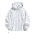 thumbnail image 2 of Txeol Mens Breathable Running Workout Hooded Jacket Sun Shirt UPF 50+ Sun Protection Shirts Rash Guard Athletic Full Zip Hoodies Limited Time Deal,White,XXXL, 2 of 9