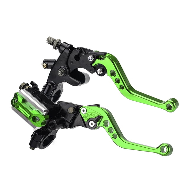 Tignapoo Green CNC Aluminum Alloy Motorcycle Brake Lever Set with 7/8" Handlebar Fit, 16mm Piston, DOT3/DOT4 Compatible, Anodized Finish, M10x1.25 Thread