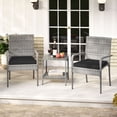 thumbnail image 2 of Gymax Ensemble de Mobilier de Patio 3 Pcs Chaises de Porche en Rotin PE avec Table à 2 Niveaux Noir, 2 of 10