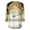 thumbnail image 5 of Pompotops T-shirt Mode Femme Imprimé Ample Mi-Longueur Manches 3/4 Blouse Col Rond Hauts Décontractés, 5 of 5