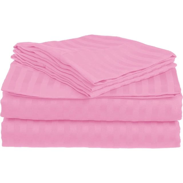 400 Thread Count 100% Egyptian Cotton 3-Piece Flat Sheet (1 Flat Sheet + 2 Pillow Covers) Stripe Pattern