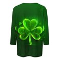 thumbnail image 4 of Diufon T-Shirts de la Saint-Patrick pour Femmes, Grande Taille, Imprimé Trèfle, Manches 3/4, Col Rond, 4 of 5
