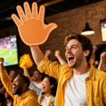 thumbnail image 4 of Five Finger Foam Cheering Hands For A Party Universal Five Finger Foam Hands For Cheerleaders. Yellow, 4 of 5