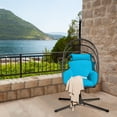 thumbnail image 4 of Costway Chaise Oeuf Suspendue Pliante avec Support Coussin Doux Oreiller Balançoire Hamac Turquoise, 4 of 10