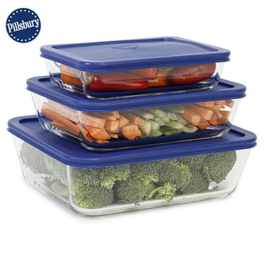 Ensemble de 6 récipients rectangulaires en verre borosilicaté avec couvercles Pillsbury