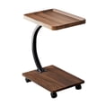 thumbnail image 1 of Rolling C Shaped Laptop Desk 2 Tier with Wheels, Space Saving Mobile Bedside Table with Lockable Casters, Compact Computer Stand for Sofa Small Spaces, Natural Wood/White/Walnut, 1 of 7
