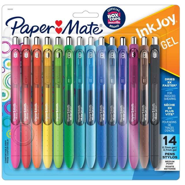Paper Mate InkJoy Gel Pens, Medium Point (0.7 mm), Retractable, Assorted Colours, 14 Count