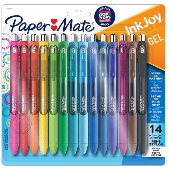 Paper Mate InkJoy Gel Pens, Medium Point (0.7 mm), Retractable, Assorted Colours, 14 Count