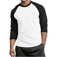 thumbnail image 3 of cllios T-Shirts de Baseball pour Hommes à Manches 3/4 Col Ras du Cou Manches Raglan T-Shirts en Jersey à Blocs de Couleur Hauts Athlétiques Décontractés P-4TG, 3 of 6