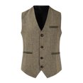 thumbnail image 1 of Dvkptbk V-Neck Tank Top Men Solid Fashion Lattice Have Pockets Single Breasted Vest Tops Blouse, 1 of 4