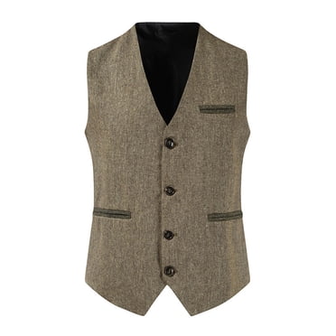 Dvkptbk Débardeur à Col en V Homme Uni Mode à Carreaux avec Poches Gilet à Simple Boutonnage Hauts Blouse en Liquidation