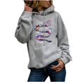 thumbnail image 3 of Penkiiy Sweat à Capuche pour Femmes Mode Manches Longues Imprimé avec Poche Décontracté Gris Y2K, 3 of 7