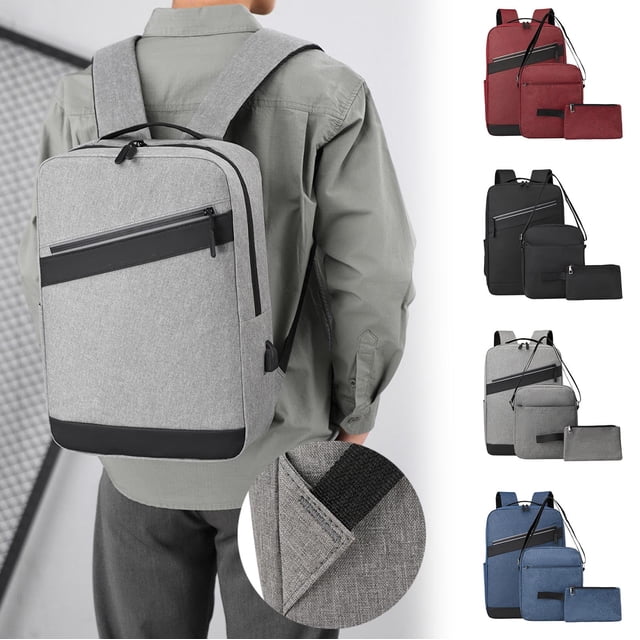 Yhmxh Closet Organizers and Storage Business Three Piece Backpack For Men Large Capacity Spliced Student School Bag And Fashionable Computer Bag A Knapsack