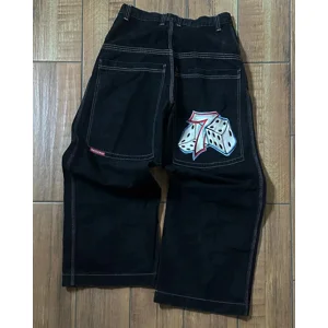 JNCO Jeans Baggy Hip Hop Broderie Rock Modèle Hommes Femmes 2023 Nouveau mode Streetwear Retro Harajuku Haute taille large jambes Jeans BLD