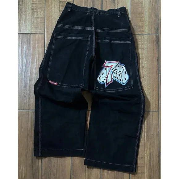 Jeans Baggy JNCO Hip-Hop Rock Motif Brodé Hommes Femmes 2023 Nouvelle Mode Mode Urbaine Rétro Harajuku Taille Haute Jeans à Jambe Grand BLD