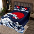 thumbnail image 2 of Erosebridal Japanese Ukiyoe Coverlet Set Queen, Mount Fuji Ocean Wave Bedding Set 3 Pieces, 2 of 5