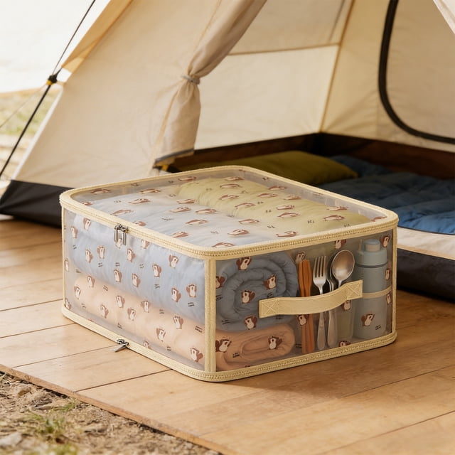 Todaioua Squirrel Pattern Foldable Storage Box with Lid - Fabric Closet Organizer Bin for Sweaters Blankets Pants, Large Capacity Collapsible Wardrobe Bedroom Container