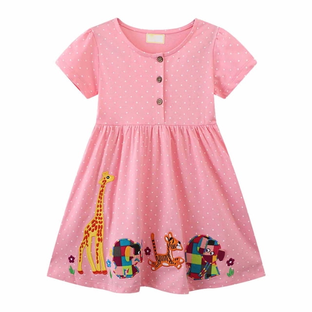 MIASHUI Robe d'Été à Fleurs pour Fille, Manches Courtes, Boho, Tout-Petit Enfant, Robes Décontractées, Rose, 4-5 Ans