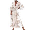 thumbnail image 2 of Soldes! Cameland Robe Cheville à Manches Longues Imprimée à Col en V pour Femmes, 2 of 6