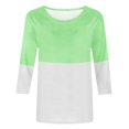 thumbnail image 4 of IROINID T-Shirts pour Femmes à Manches 3/4 Réduits Imprimés, T-shirt Ample, Blouse Mi-Longue, Col Rond, Hauts de Détente, Vert Menthe, 4 of 4