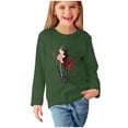 thumbnail image 2 of RXIRUCGD Chemises à Manches Longues pour Filles Imprimés Mignons Col Rond Hauts Blouses Décontractées Habillées Vêtements (Vert Armée, Taille : 3 Ans), 2 of 5
