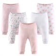thumbnail image 1 of The Peanutshell Baby Pants for Girls 5 Pack Pink White Floral Stars, 1 of 8