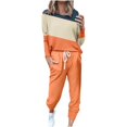 thumbnail image 1 of Kcodviy Femmes Manches Longues Couleur Costume de Douche Bloc Patchwork Col Ras du Cou T Costumes Formels pour Chemise Haut Blouse et Ensembles de Costumes pour Femmes Pantalons Longs Leggings Décontracté Petite Ensemble de Tenue de Costume, 1 of 5