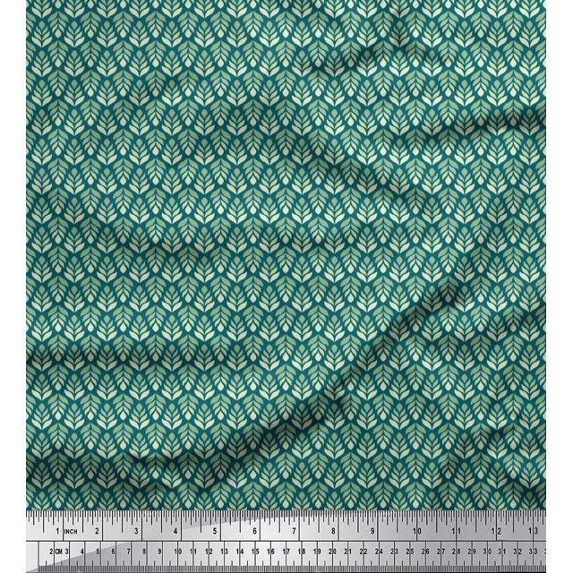 Soimoi Modal Satin Fabric Leaves Small Print Sewing Fabric Yard 42 Inch Wide