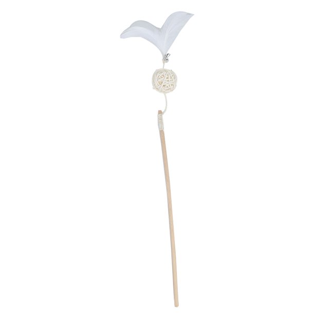 Cat Teaser Toy Star Rattan Ball Bell Faux Feather Cat Wand Interactive Cat Toy