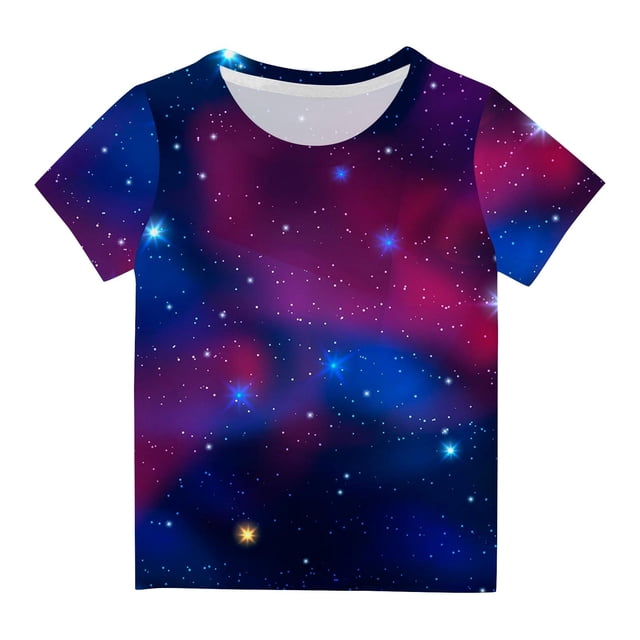 Penkiiy Garçons Filles Enfants T-Shirts Graphiques 3D à Étoiles Imprimées, Garçons Filles Chandails Fantaisie Col Rond Manches Courtes T-Shirts 11-12 Ans Multicolore