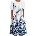 thumbnail image 2 of Robes Maxi d'Été pour Femmes 2023 Décontractées Robe d'Été Bohème à Imprimé à Manches Courtes Robe de Plage Longueur Genou Robe à Manches Courtes en Liquidation, 2 of 5