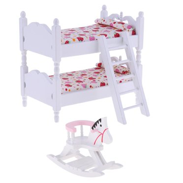 1/12 Dollhouse Miniature Bedroom Bunk Bed Set for Children