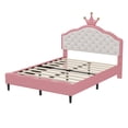 thumbnail image 4 of PU Leather Princess Bed with Tufted Headboard,Pink, 4 of 14