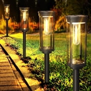 Bright Solar Pathway Lights Outdoor, 4 Pack Solar Powered Garden Lights Waterproof IP65, Auto On/Off Outdoor Light for Lawn Patio Walkway Driveway Decor Landscape Lighting