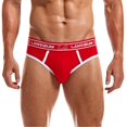 thumbnail image 1 of B91xZ Men's Cotton Stretch Briefs Breathable Low Rise Mesh Trunks Underwear,Red M, 1 of 2