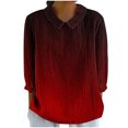 thumbnail image 2 of RXIRUCGD Haut Décontracté Rétro pour Femme à Imprimé, Manches 3/4, Haut/chemise à Manches en V, Rouge, Taille : 2TG, 2 of 5