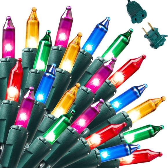 Joyfy Guirlandes Lumineuses Multicolores de Noël, 21,4 Pi 100 Ampoules DEL Multicolores Guirlandes de Noël, Fil Vert Connectable Guirlandes pour Sapin de Noël pour Décorations de Noël Intérieures et Extérieures Décor de Fête