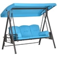 thumbnail image 1 of Outsunny Balançoire de Porche 3 Places, Chaise Balançoire d'Extérieur Robuste, Bleu Pâle, 1 of 9