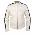 thumbnail image 1 of White Leather Motorcycle Jacket Mens Leather Riding Jacket White Leather Jacket Men Motorcycle Jackets For Men Leather Biker Jacket Mens size L, 1 of 4